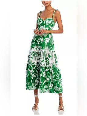 farm rio green forest birds midi dress Tropical Swing Green Sleeveless Midi Dress main image 0
